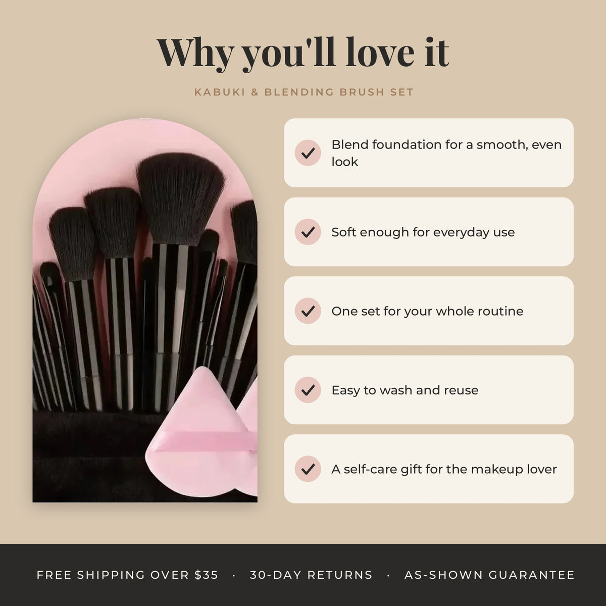 Fluffy Kabuki & Blending Makeup Brush Set