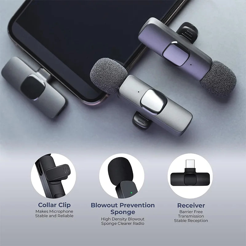Wireless Clip-On Phone Microphone, USB-C