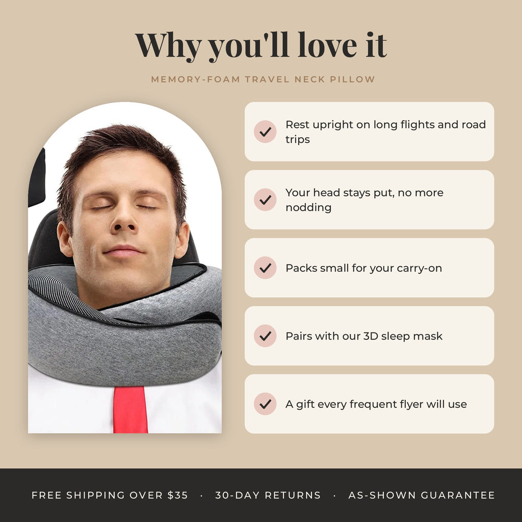 Memory-Foam Travel Neck Pillow