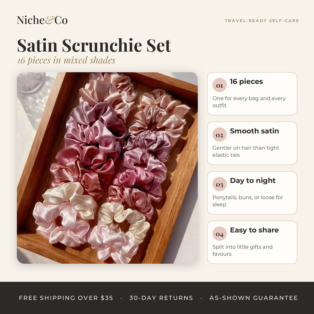 Satin Scrunchie Set: 16 Pieces by Niche&Co