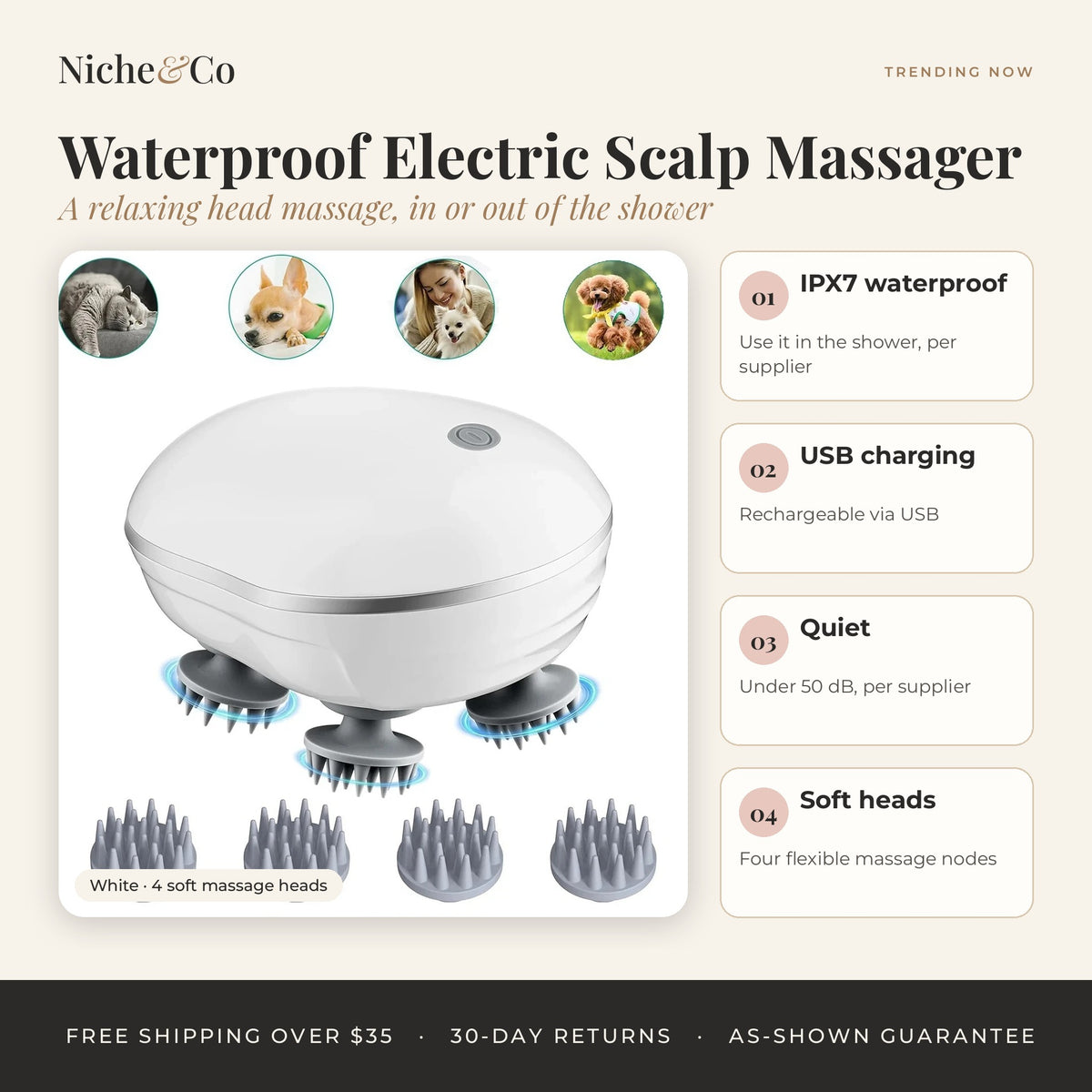 Waterproof Electric Scalp Massager